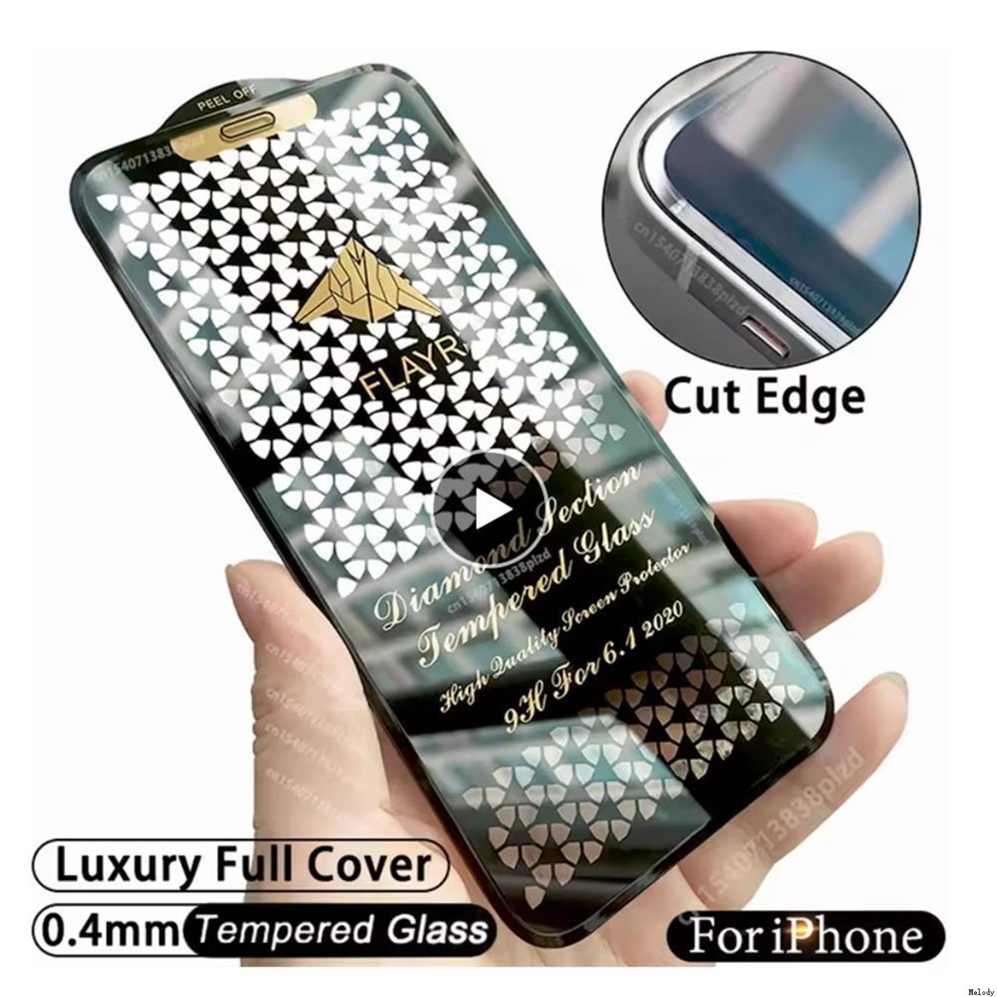 Cut Edge Luxury Tempered Glass For iPhone 16 15 14 13 12 11 Pro Max Screen Protector Full Cover Film