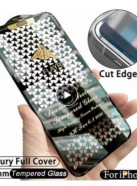 Cut Edge Luxury Tempered Glass For iPhone 16 15 14 13 12 11 Pro Max Screen Protector Full Cover Film