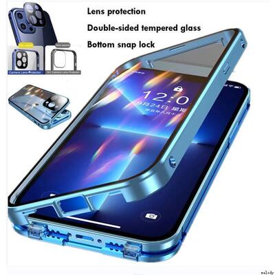 适用于iphone14 15 16 pro max magnetic glass case iphone 13 12 11 promax phone cover with len protect