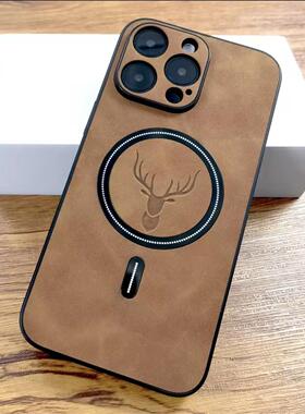 Luxury PU Leather Deer Case For iPhone 17 16 15 14 13 12 11 Pro Max 16E 15 Plus Xs XR Magsafe Cover