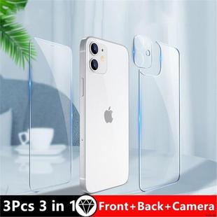 3in1适用iPhone 11 12 13 14 15 16 Pro Max Tempered Glass iPhone 13mini 15/16plus Screen Protector贴膜