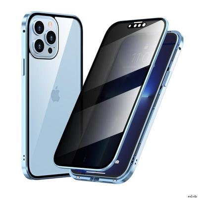 适用iPhone11 12 13 14 15 16 Pro Max phone case protective cover手机壳防窥金属边框前后全包钢化玻璃壳
