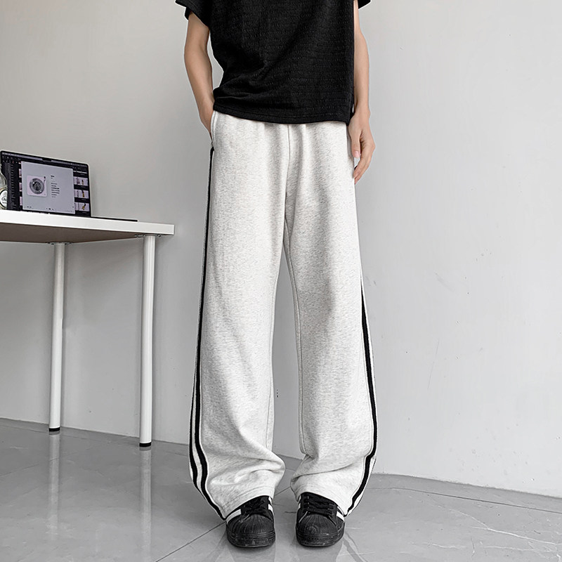 A410-K8157-P58限价99-美式条纹直筒运动休闲裤-华棉面料320g,男装休闲裤,电商A410