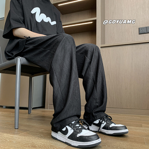 K7059*青春流行纯色肌理长裤男春秋长裤百搭直筒裤P50（限价68）图片