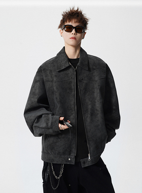 A410-WT93306-P105限价159-美式雾面扎染皮夹克-雾面皮  410G