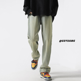 K1580*纯色直筒九分宽松阔腿裤子男生春季休闲牛仔裤男P48限价68，男装牛仔裤，电商A410