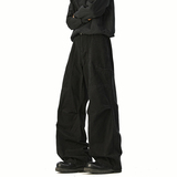 水洗复古裤子男春秋季潮牌美式高街宽松直筒褶皱休闲伐木工装长裤，男装休闲裤，电商A410