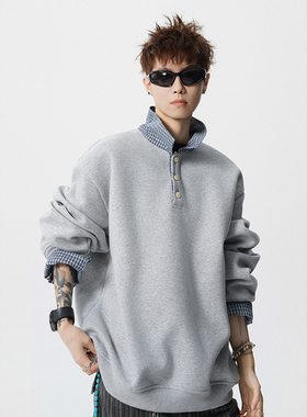 A410-A32648-P85 限价129-美式POLO领宽松百搭卫衣-400g 华棉