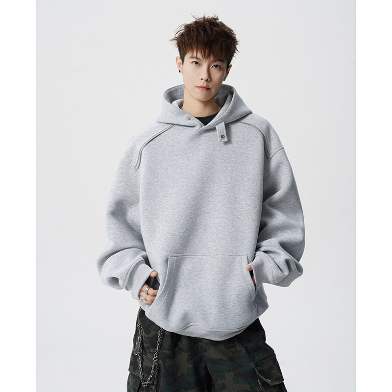 A410-A34777-P80限价119-美式设计感连帽休闲卫衣-400G华棉，男装卫衣，电商A410