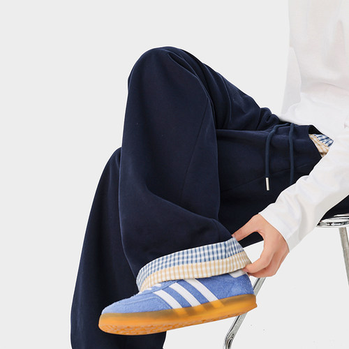 A410-K5650-P70限价109-美式格纹垂感直筒卫裤-320G左右卫裤面料