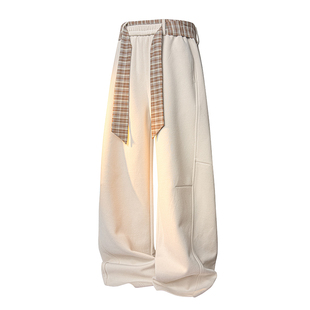 A410-K5640-P70限价109-美式格纹腰带拼接卫裤-320g卫裤面料