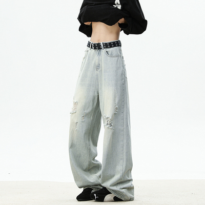 A410-K9693-P55限价79-水洗破洞牛仔裤