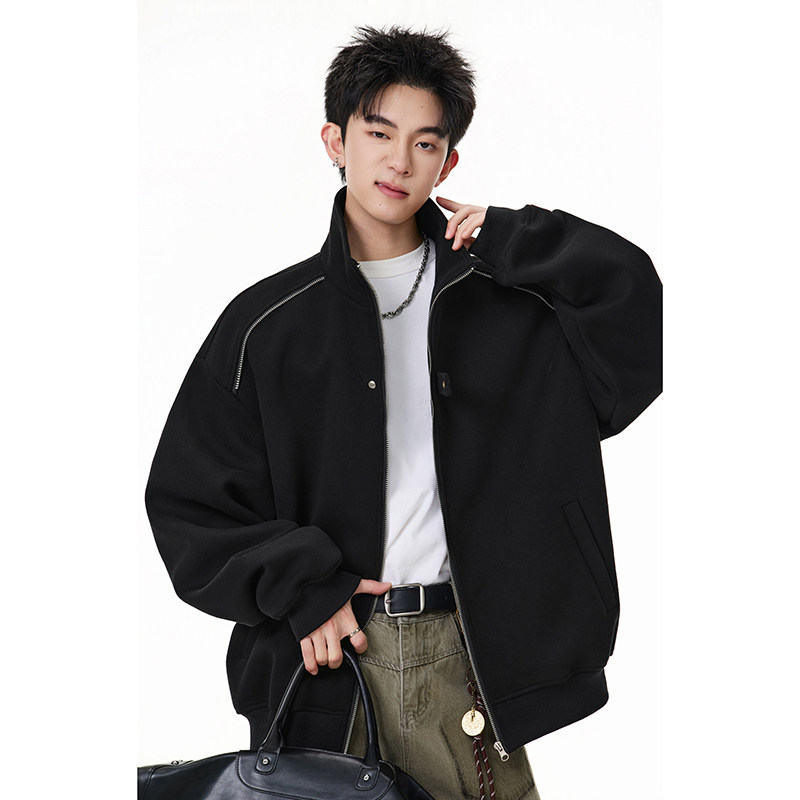 A410-WT33808-特批70限价139-美式设计感立领夹克外套-400g华棉，男装夹克，电商A410