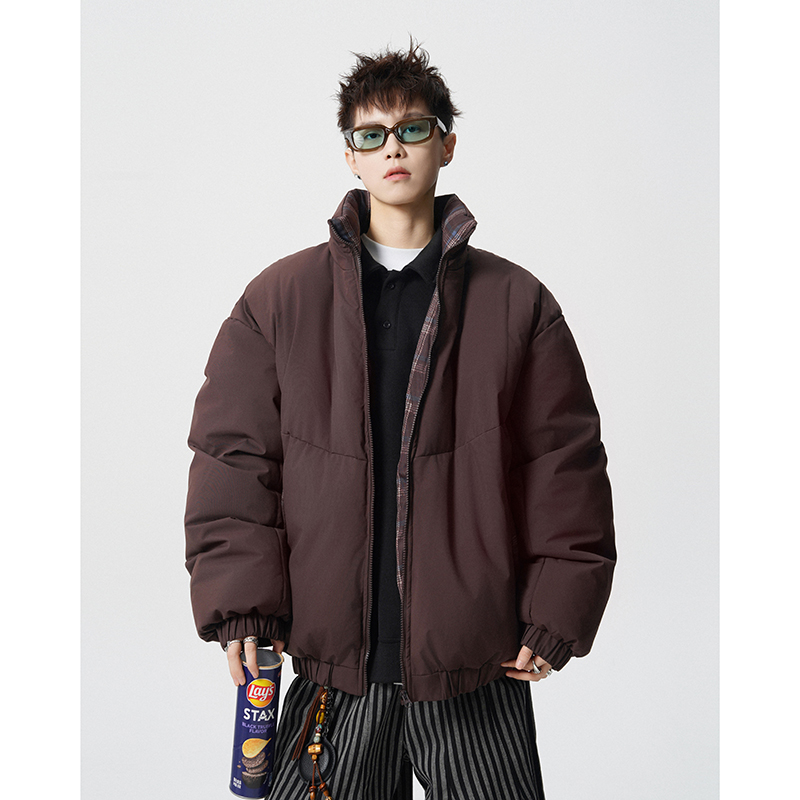 A410-WT5511-特批72限价139-复古格纹拼接立领棉服，男装棉衣，电商A410