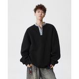 A410-A34731-P65限价99-美式复古格纹拼接圆领卫衣-400G华棉，男装卫衣，电商A410