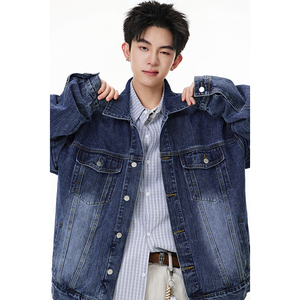 A410-WT34789-P90限价159-潮牌休闲百搭牛仔夹克-410g 竹节水洗棉图片