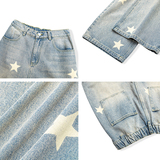 A410-K5543-P65限价99美式复古星星印花牛仔裤-300g左右牛仔面料，男装牛仔裤，电商A410