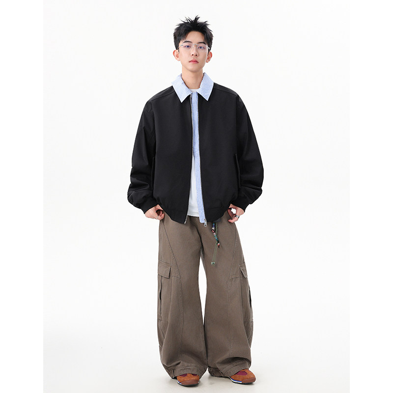 A410-WT93331-P110限价169-美式假两件拼接夹克-塔罗牛津210克,男装夹克,电商A410