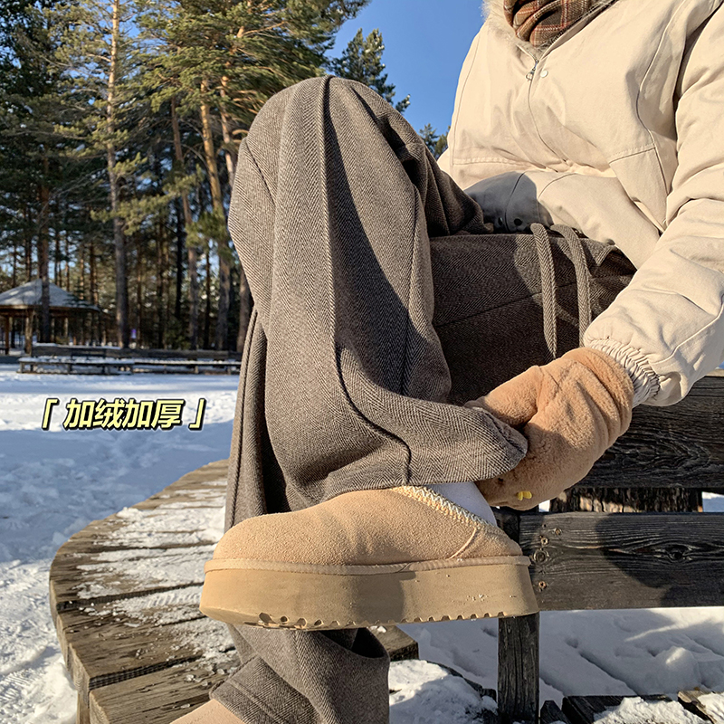 A410-K8681JR-P70限价109-美式加绒休闲长裤-400g左右人字纹面料