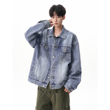 A410-WT93324-P85限价139-美式高级感牛仔外套-7x7牛仔面料420G，男装工装外套，电商A410