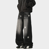 A410-K5543-P65限价99美式复古星星印花牛仔裤-300g左右牛仔面料，男装牛仔裤，电商A410