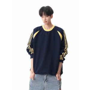 A410-A92302-P65限价99-美式三条杠圆领卫衣-420g 华棉复合仿棉，男装卫衣，电商A410