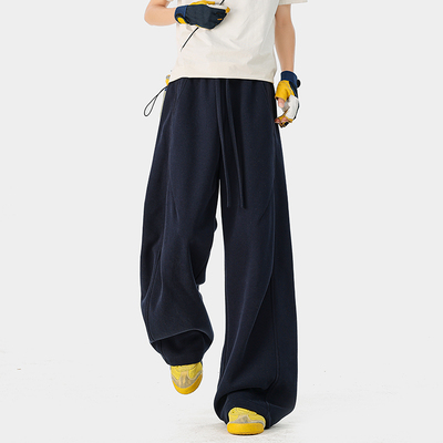 A410-K8383-P55限价99-潮牌褶皱百搭运动休闲裤-320g  卫裤面料