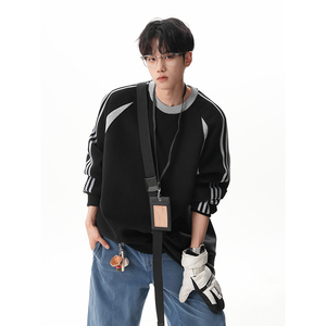 A410-A92302-P65限价99-美式三条杠圆领卫衣-420g 华棉复合仿棉，男装卫衣，电商A410