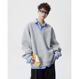 A410-A34750-P85限价129-美式假两件百搭休闲卫衣-400G华棉，男装卫衣，电商A410