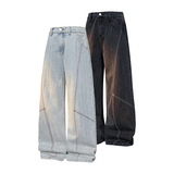 A410-K8799-特批55限价109-美式设计感阔腿牛仔裤-320g竹节牛仔布，男装牛仔裤，电商A410