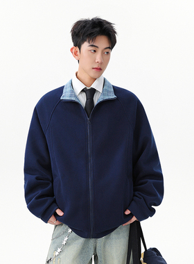 A410-WT93330-P85限价129-美式复古立领卫衣-华棉复合仿棉420G