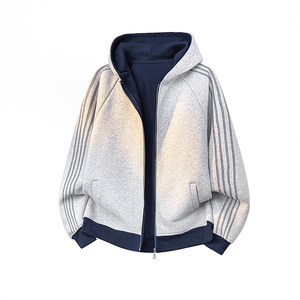 A410-WT34718-特批75限价149-美式条纹连帽卫衣外套-400g 华棉，女装短外套，电商A410