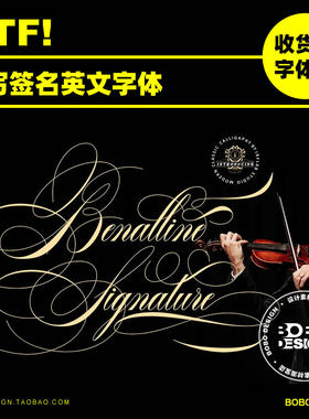 优雅飘逸手写花体连笔签名英文字体婚礼请柬贺卡PS平面设计素材ai