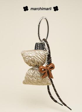 marchimarli原创手工包包挂件 海绵蝴蝶结编织绳挂饰钥匙扣车挂