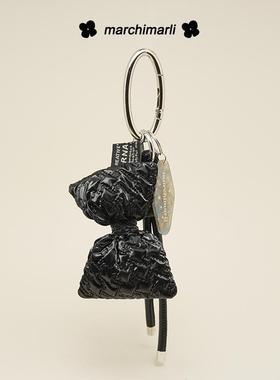 marchimarli原创 褶皱充棉大蝴蝶结混搭miu系包包挂件扣环钥匙扣