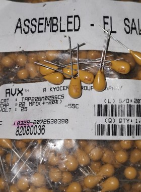 100只=120元 TAP226M025SCS  进口AVX直插 钽电容器 22UF/25V