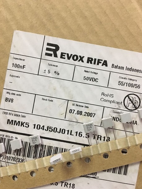100只=24元 力法EVOX-RIFA MMK5 0.1UF 50V 104J 薄膜电容器100NF