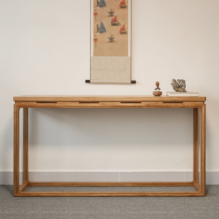 新中式玄关桌实木条桌子靠墙桌长条桌香案佛台供桌老榆木条案禅意