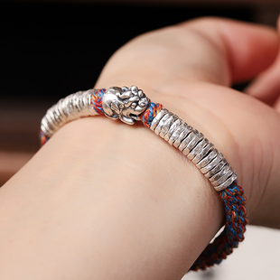 玄修阁999纯银貔貅手链男女士款复古国风盘缠转运珠藏式手绳