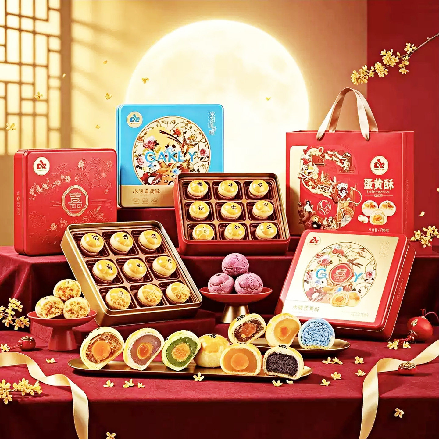 正品工厂嘉琪广式蛋黄酥多口味月饼礼盒装传统糕点心中秋送礼