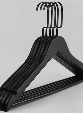黑色实木衣架防滑晾衣架酒店木质衣挂衣柜家用服装店衣撑子裤架子