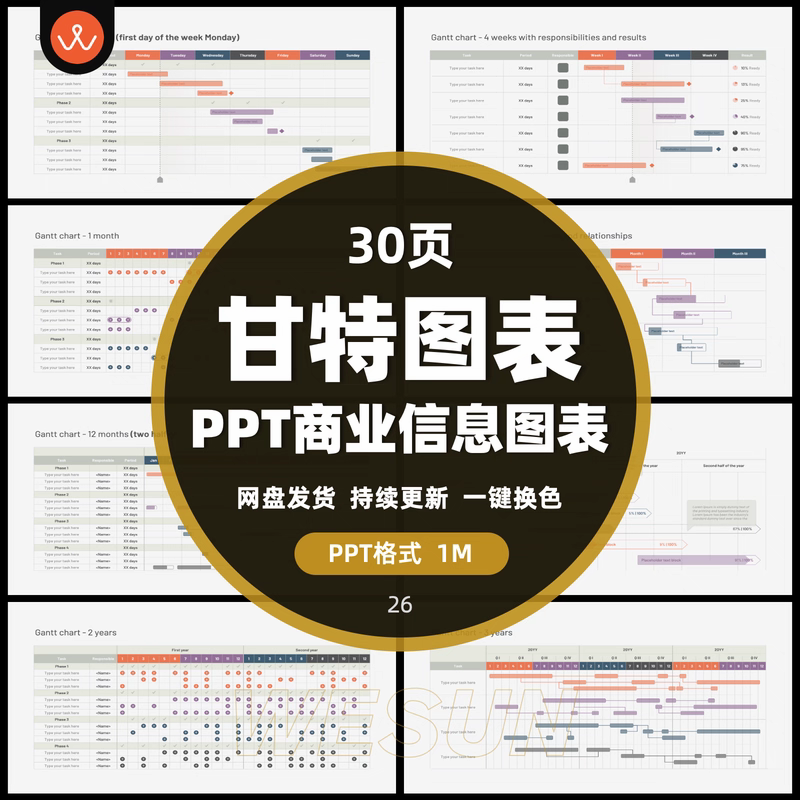 A50甘特图30页PPT可视化商业数据分析信息图表素材gantt-chart,商务/设计服务,设计素材/源文件,淘宝优惠券,粉丝福利购,淘宝优惠卷