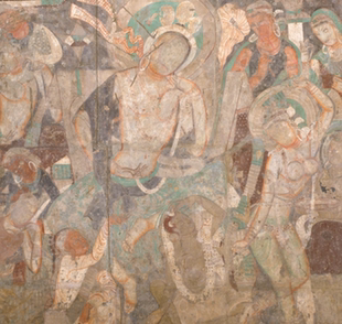 古龟兹拜城克孜尔石窟壁画第83洞高清电子图片装饰喷绘素材