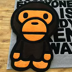 Personalized Trendy Brand Bape Special-Shaped Decorative Carpet Bedroom Bedside Blanket Handmade Acrylic Tufted Tufting Thick Washable