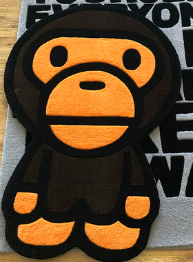 个性潮牌bape异形装饰地毯卧室床边毯手工腈纶簇绒tufting厚免洗