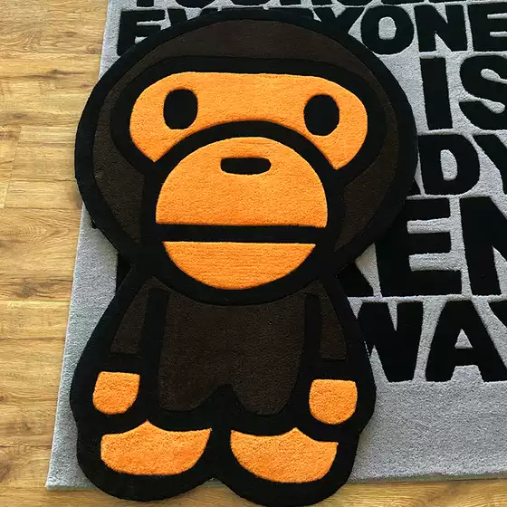 Personalized Trendy Brand Bape Special-Shaped Decorative Carpet Bedroom Bedside Blanket Handmade Acrylic Tufted Tufting Thick Washable