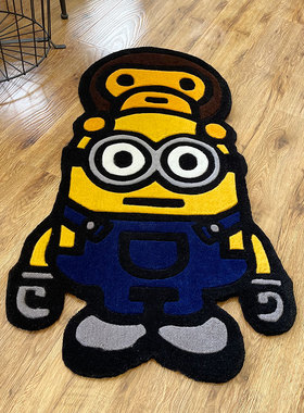 卡通潮牌bape个性装饰地毯书房卧室床边毯厚手工腈纶tufting免洗