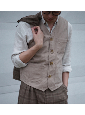 Twilled Fabric Vest 工装宽松日系简约斜纹马甲