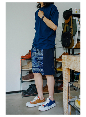 Splicing Paisley Short拼接扎染佩斯利腰果花双色短裤