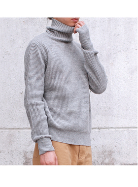 华夫格两翻领美利奴纯羊毛毛衣 男女中性款